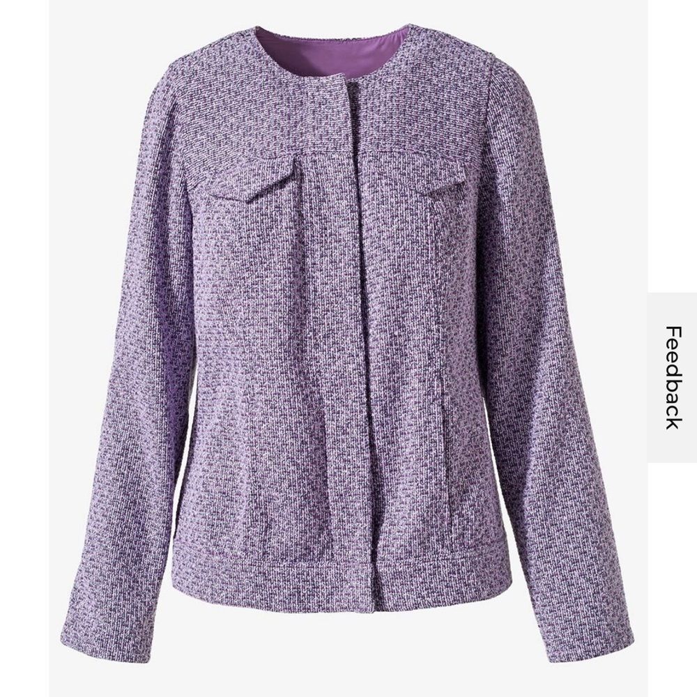 Chico’s Bouclé Tweed Jacket purple crushed grape 2 L 12